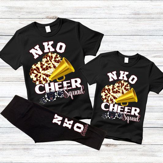 Cheer Squad 2-Piece Set – Gold, Maroon & White Cheerleader Outfit (T-Shirt + Cotton Leggings)