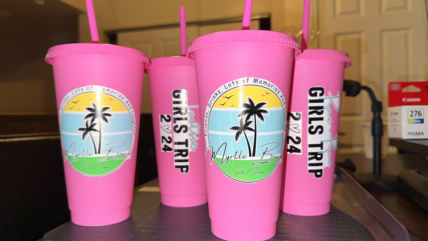 Personalized 24 oz Cups, Straw and lids included